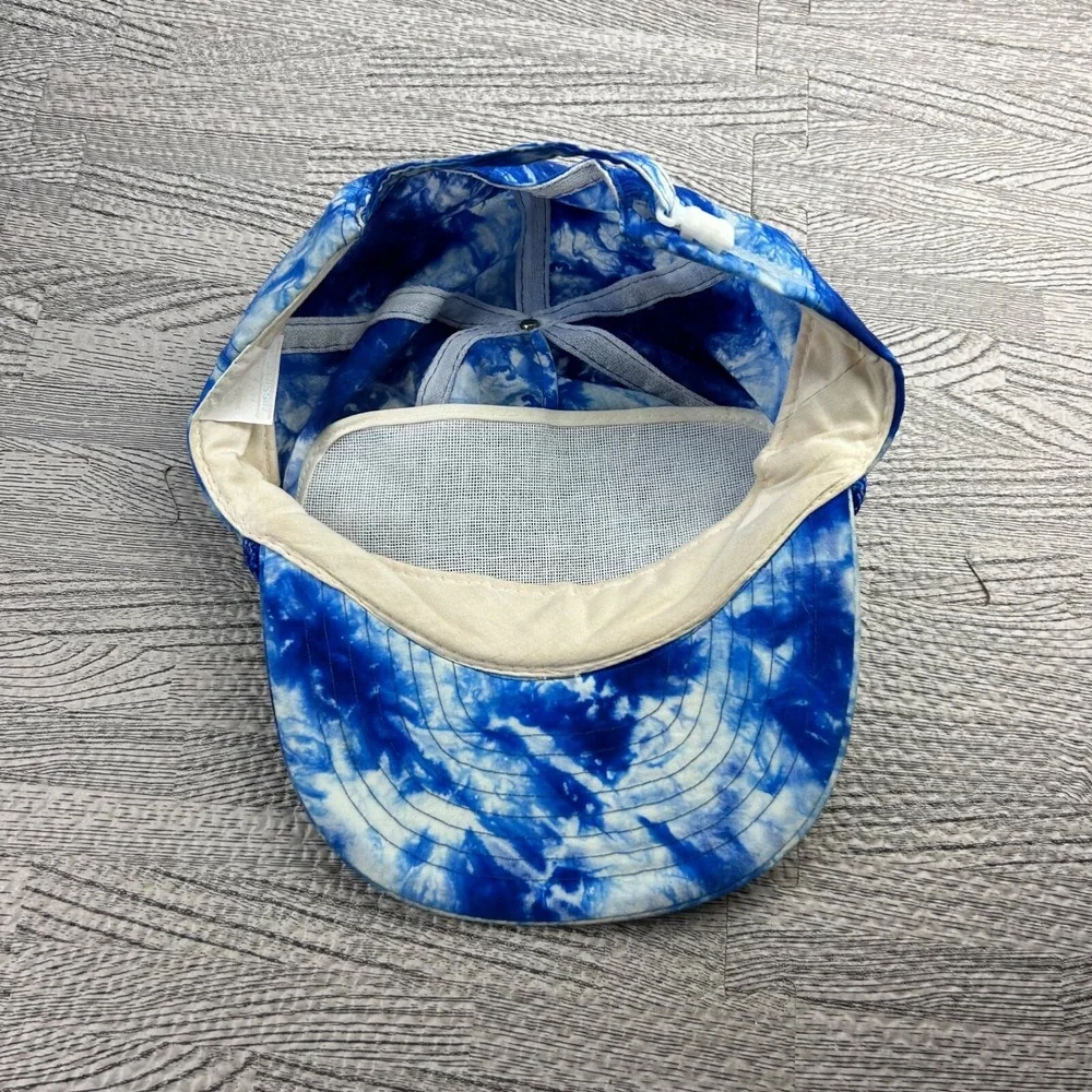 Vintage 90s Mt Lakes California Hat Cap Strap Back Adjustable Blue Tie Dye Adult